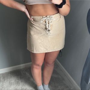 Kendall & Kylie Tan Corduroy tie skirt